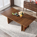 Tribesigns Dining Table for 6 to 8, 63-Inch Rectangular Wooden Kitchen Table with Storage