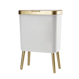 Bathroom Trash Can with Lid, Plastic Garbage Can with Legs, 4 Gallon Gold Trash Bin with Push Button,