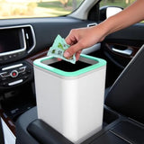 Mini Car Trash Can with Press Lid Leakproof One-Piece Design ABS Plastic