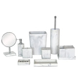 Faux Marble Trash Can for Kitchen or Bathroom Use, Elegant White Finish