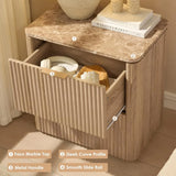 Fluted Nightstand Set of 2, Bedside Table with 2 Drawers, Engineered Wood