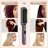 3-minute fast ceramic straightening brush 3level temperature adjustment LED display negative ion technologyperfect