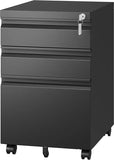 3 Drawer Mobile File Cabinet with Lock,Under Desk Metal Filing Cabinets for Home Office