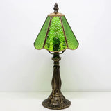 Small Tiffany Table Lamp Stained Glass Desk Lamps 6X6X14 Inch Bronze Resin Base
