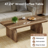 Tribesigns Farmhouse Rectangular Coffee Table, 47.24-Inch w/ Sturdy Base