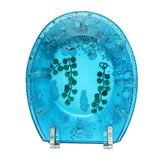 Resin Toilet Seat Load Capacity 100kg/220lbs, 36*45cm Blue Toilet Seat w/ Cover