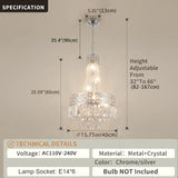 Modern Chrome Silver Crystal Chandelier, Round Dimmable Dining Table