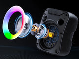 FanFun Wireless Outdoor Speaker, Portable Speaker with Microphone, Colorful DJ Light, Dual Microphone Jacks, TF Card Compatible