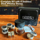 Electric Whiskey Smoker Kit with 6 Wood Chip Flavors for Old Fashioned Bourbon Cocktails, Rechargeable Drink Smoker for Home Bar