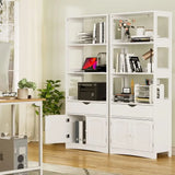 Freestanding Tall Kitchen Pantry Cabinet with Shelves, Drawers, and Microwave Space