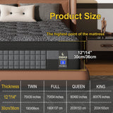 12"14"Memory Foam Mattress Queen King Size, Cooling Gel Infused Bed