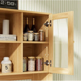 VOWNER Large Kitchen Hutch Cabinet, Kitchen Pantry Storage Cabinet with 6 Glass Doors