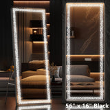 LED Lighted Floor Standing Mirror, Full Length Mirror with Lights for Bathroom