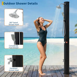 7.2FT Freestanding Solar Heated Pool Shower 9.3 Gallon Outdoor Shower Kit With Handheld Foot Faucet Hot Cold