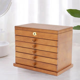 Wooden Gift Cabinet Jewelry Storage Box with Mirror and Lock for Jewelries