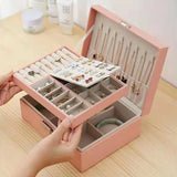 Jewelry Box for Necklaces Rings Earrings, Double Layers Storage for Women