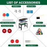 4-In-1 Foosball Table Combo Set with Football Billiards Ice Hockey Table