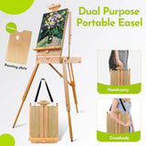 Large Wooden French Easel with Sketchbox, Adjustable Tripod Stand with Drawer