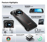 DOOGEE S119 Rugged Phone 1.32" Rear Display 6.72" FHD+IPS 32GB(8+24) 512GB 100MP Camera