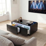 Smart Coffee Table with Built-in Fridge 15W Wireless Charging USB Ports