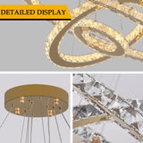 Crystal Ceiling Chandelier 3 Rings Hanging Chandelier In The Living Room