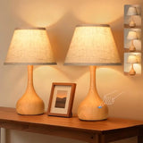 17" Touch Table Lamp for Bedroom Set of 2, 3-Way Dimmable Bedside Lamp for Nightstand