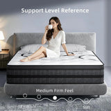 Queen 12 Inch Hybrid Spring Mattress, Medium Firm Comfort Foam