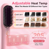 Cordless Hair Straightener Brush with MCH Fast Heating, 5D Dense Bristles, Rechargeable