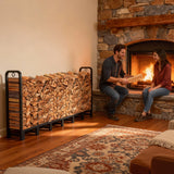8 Ft Heavy Duty Firewood Rack Rustproof Metal Log Holder With 2 Lock Rings