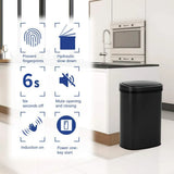 13 Gallon 50L Black Stainless Steel Automatic Sensor Trash Can Touch Free Lid
