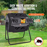 Compost Bin, 43-Gal Dual Chamber Composting Tumbler, Large Tumbling Rotating Composter