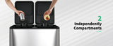 60L/16 Gal Dual Trash Can Stainless Steel Step Garbage Can