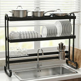 Over Sink Dish Drying Rack with Utensil Holder Household Dishes Strainers