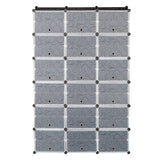 3-Row 12-Tier 36-Grid Black Shoe Rack Organizer w/ Translucent Pattern Doors