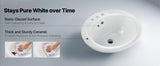 SucceBuy Semi Recessed Bathroom Sink 19.09x16.73in Oval Vessel Sink with Overflow Hole and 3 Faucet Holes