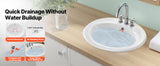 SucceBuy Semi Recessed Bathroom Sink 19.09x16.73in Oval Vessel Sink with Overflow Hole and 3 Faucet Holes