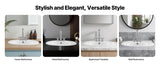 SucceBuy Semi Recessed Bathroom Sink 19.09x16.73in Oval Vessel Sink with Overflow Hole and 3 Faucet Holes
