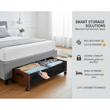 Under Bed Storage with Wheels, 25.6 x 18.1 x 7.1 inch Underbed Containers, Underbed Shoes Organizer with Lockable Wheels, Rol
