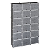 3-Row 12-Tier 36-Grid Black Shoe Rack Organizer w/ Translucent Pattern Doors