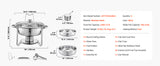 SucceBuy 5 Qt 2 4 Pack Round Chafing Dish Buffet Set Stainless Steel Chafer w/ 4 Full Size Pan