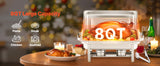 SucceBuy 8 Qt 6 Pack Chafing Dish Buffet Set Stainless Steel Chafer with 6 Full Size Pans