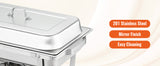 SucceBuy 8QT Rectangle Chafing Dish 2/4/6 Packs w/ Full Size Pans Buffet Catering Warmer Server Folding Stand Fuel Holder Tray
