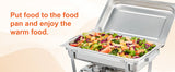 SucceBuy 8QT Rectangle Chafing Dish 2/4/6 Packs w/ Full Size Pans Buffet Catering Warmer Server Folding Stand Fuel Holder Tray