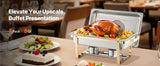 SucceBuy 8 Qt 2 4 Pack Chafing Dish Buffet Set Stainless Steel Chafer with 4 Full Size Pans
