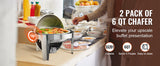 SucceBuy Roll Top Chafing Dish Buffet Set 6 Qt 2 Pack Stainless Steel Chafer