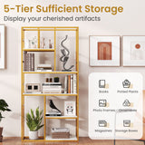 71” 5 Tier Tall Bookshelf w/ Open Storage Shelves, Metal Frame for Bedroom Office