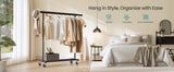 Clothes Rack with Wheels for Hanging Clothes, 17.7 x (36.2-52) x 63.6 Inch
