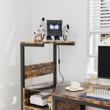 Computer Desk with Power Outlet & Storage Shelves, Study Writing Table