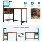 Computer Desk with Power Outlet & Storage Shelves, Study Writing Table