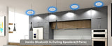 Herdio 5.25” 4PCS Flush Mount Bluetooth Ceiling Speaker System Max Power 600W Great For Humid Indoor